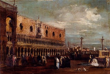 ヴェネツィア ドゥカーレ宮殿と南を望むピアツェッタの眺め ヴェネツィア学校フランチェスコ・グアルディ Oil Paintings